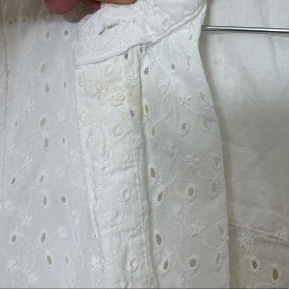 J. Crew Mercantile White Cotton Eyelet Tie Front Dress size XS - Picture 11 of 14